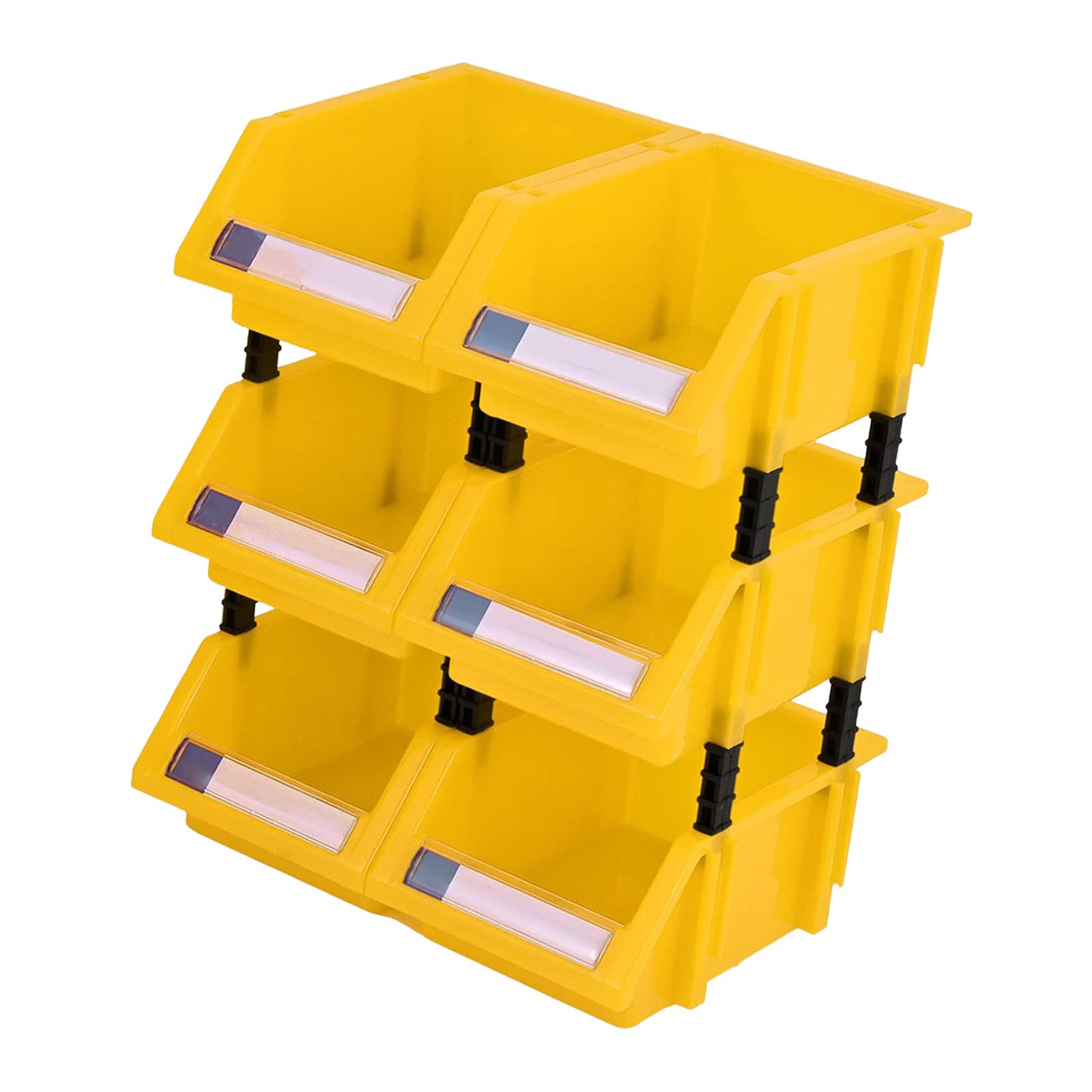 6x Nail and Screw Storage Bins Hardware Storage Organizer with 4 Connect  Pillars, Hardware Tool Case for Beads Buttons Garage Workshop Home Yellow
